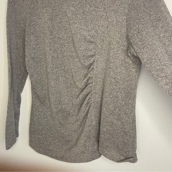 Clara Sun Woo Ruched Side Grey Long Sleeve Sweater Size Large - Picture 5 of 8
